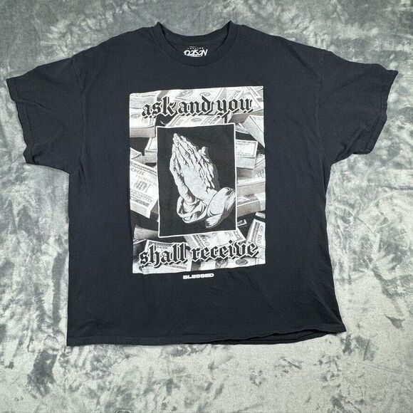 Popular Poison Mens 2XL Ask & You Shall Receive Blessed T-Shirt Black Streetwear - Picture 1 of 6